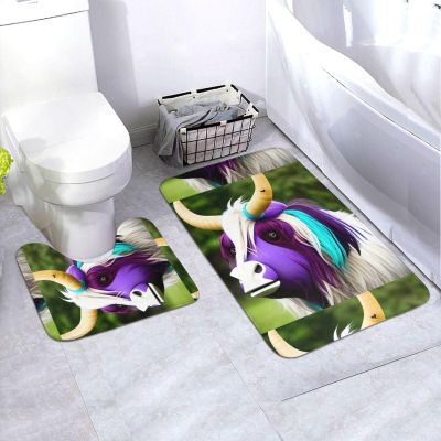 MYGANN Colorful Cow's Head Non-Slip Absorbent Floor Mats Set of 2 24x35.5in for Bathroom Vacation House Christmas Housewarming Gift