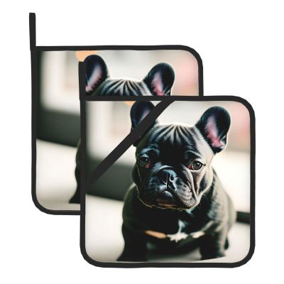 8 x 8in Adorable French Bulldog Print Hot Pads Sets, Non Slip Heat Resistant Pot Holder, for Baking Cooking Kitchen