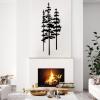 Pine Tree Metal Wall Art - Extra Large Forest Decor, Farmhouse Nature Lover Gift (Black, 19 x 48 inch / 47 x 121 cm) view 1