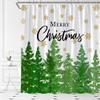 AMFD Merry Christmas Shower Curtain Green Xmas Tree Gold Snowflake Winter Holiday Happy New Year Fabric Bathroom Curtain Set with Hooks(47" Wx70 H) view 1