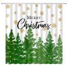 AMFD Merry Christmas Shower Curtain Green Xmas Tree Gold Snowflake Winter Holiday Happy New Year Fabric Bathroom Curtain Set with Hooks(47" Wx70 H) view 2