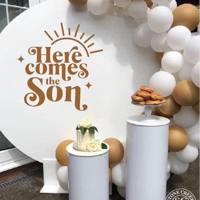 CANTLY Here Comes The Son Decal - Baby Shower Party Decoration Supplies, Welcome Little Man Decors, Gender Reveal Party, 1st Birthday Party Supplies,Here Comes The Sun Baby Wall Sticker
