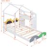Twin House Bed for Kids, Wood Twin Size Platform Bed with Desk and Two Handles,Twin Kids Bed Frame with Roof,Windmill and Flower Decor for Girls, Boys (White#3) view 2