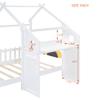 Twin House Bed for Kids, Wood Twin Size Platform Bed with Desk and Two Handles,Twin Kids Bed Frame with Roof,Windmill and Flower Decor for Girls, Boys (White#3) view 4
