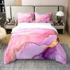 100% Natural Cotton Chic Girly Marble Duvet Cover Queen, Marble Printed Bedding Set, Gold Glitter Pink Purple and White Marble Abstract Art Comforter Cover, Modern Marbling Quilt Cover view 1