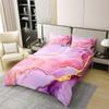 100% Natural Cotton Chic Girly Marble Duvet Cover Queen, Marble Printed Bedding Set, Gold Glitter Pink Purple and White Marble Abstract Art Comforter Cover, Modern Marbling Quilt Cover view 2