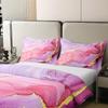 100% Natural Cotton Chic Girly Marble Duvet Cover Queen, Marble Printed Bedding Set, Gold Glitter Pink Purple and White Marble Abstract Art Comforter Cover, Modern Marbling Quilt Cover view 4