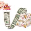 Happy Birthday Money Box for Cash Gift Set - Included Happy Birthday Card and 35Pcs Transparent Bags, Fun Birthday Gift for Women Men, Surprise Money Box Gift with Pull, Pink view 1