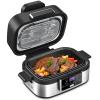Joy Pebble Indoor Grill with Air Fry, 5-IN-1 Electric Smart Air Fryer Grill Combo, Stainless Steel with Air Grill, Air Fryer, Roast, Bake, Dehydrate, Beef & Fries, 5QT Large Capacity Smokeless, Black view 1