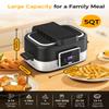 Joy Pebble Indoor Grill with Air Fry, 5-IN-1 Electric Smart Air Fryer Grill Combo, Stainless Steel with Air Grill, Air Fryer, Roast, Bake, Dehydrate, Beef & Fries, 5QT Large Capacity Smokeless, Black view 4