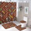 FBMLBRB Brebasf Brewed Beer 4 Pcs Waterproof Shower Curtain Set Abstract Retro Beer Theme Cool Summer Day with Waterproof Toilet Cover Shower Mat Rugs-72 W X 72" L view 1