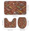 FBMLBRB Brebasf Brewed Beer 4 Pcs Waterproof Shower Curtain Set Abstract Retro Beer Theme Cool Summer Day with Waterproof Toilet Cover Shower Mat Rugs-72 W X 72" L view 3