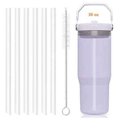 Bubrike Replacement Straws Compatible with Stanley IceFlow Flip Straw Tumbler 30 oz,64 oz-Accessories included 6 Straws,1 Cleaning Brush(Not For Stanley Ice Flow 2.0 Flip Tumbler 30 oz,64 oz)