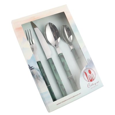 40-Piece Silverware Set for 10 Green Handle Flatware Set 18/0 Stainless Steel Utensils Sets Home Kitchen Spoons And Forks Set Mirror Polished Halloween Essentials Christmas