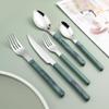 40-Piece Silverware Set for 10 Green Handle Flatware Set 18/0 Stainless Steel Utensils Sets Home Kitchen Spoons And Forks Set Mirror Polished Halloween Essentials Christmas view 2