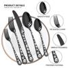 XIAOYU 20 Pieces Christmas Silverware Set, Black Flatware Set Service for 4, Stainless Steel Cutlery Tableware, Unique Snowflakes Santa Claus Elk Pattern Design, Dishwasher Safe, Black view 2