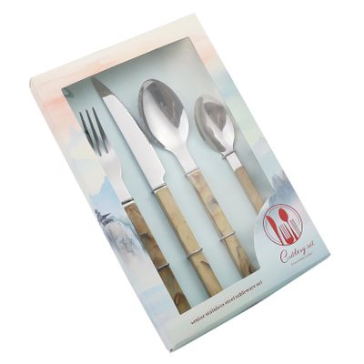 40-Piece Silverware Set for 10 Yellow Handle Flatware Set 18/0 Stainless Steel Utensils Sets Home Kitchen Spoons And Forks Set Mirror Polished Halloween Essentials Christmas