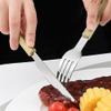 40-Piece Silverware Set for 10 Yellow Handle Flatware Set 18/0 Stainless Steel Utensils Sets Home Kitchen Spoons And Forks Set Mirror Polished Halloween Essentials Christmas view 4