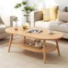 KWOKING Modern Oval/Round Wood Side Table with 1 Shelf, 31.5" L x 18" W x 12" H view 1