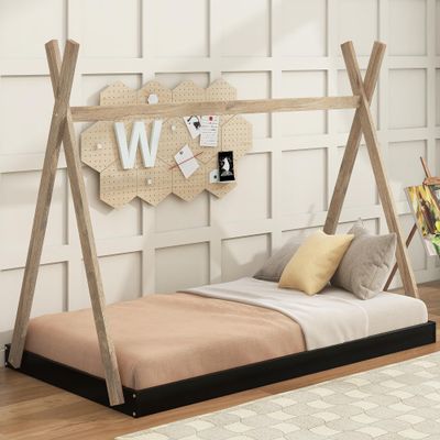 Wetiny Twin Size Tent Floor Bed with Triangle Structure