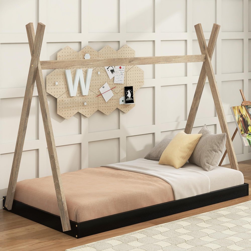 Wetiny Twin Size Tent Floor Bed with Triangle Structure