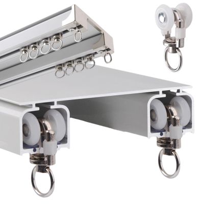 Double Rods Curtain Track Ceiling Mount Curtain Rail, Aluminum Ceiling Curtain Track, Ceiling Mounted Curtain Double Rails, Room Dividers Double Curtain Tracks Straight Curtain Track ( Color : B , Siz