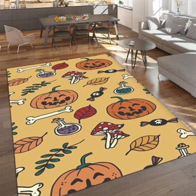 Halloween Potion Skull Candy Kids Rugs, Mushroom Jack-o-Lantern Deciduous Large Bedroom Carpet, Protect Flooring from Scratches and Damages for Decor Teen Boys Room Floor Lounge Nursery, 6 x 8ft