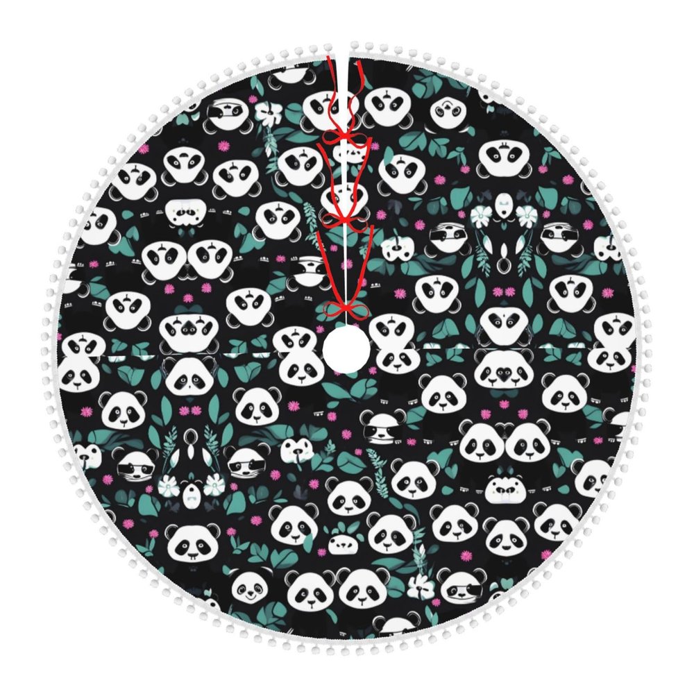 Festive Tree Skirt - Waterproof - Perfect for Christmas, Halloween, and New Year Celebrations! Panda Cute face