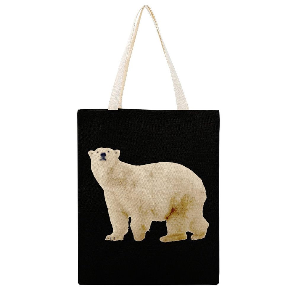 Polar Bear Canvas Tote Bag Reusable Grocery Shopping Bag Lightweight Shoulder Bag for Men Women