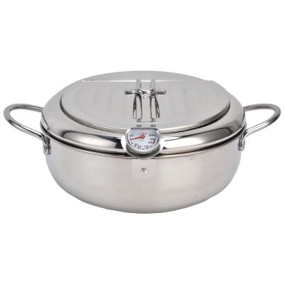 Xcello Tempura Deep Fryer Pot,Deep Fryer Pot,304 Stainless Steel With Thermometer For Frying And Cooking(True Color)