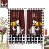 Rustic Christmas Curtains, New Year Background Kitchens Presents Cartoon Bears Country Wooden Door Print Blackout Window Treatments for Bedroom Living Room Kitchen 42x63in view 3