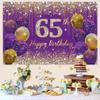 65th Birthday Decoration Women, Purple Fabric Sign Poster Birthday Party Decoration Background Banner Women, 65th Birthday Party Decoration, 59"x35.4" view 3
