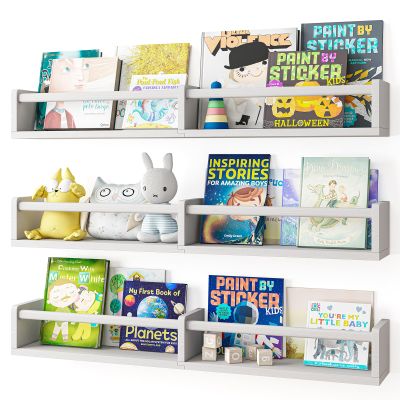 Fixwal Floating Nursery Book Shelves for Wall, 32in, Set of 3, White