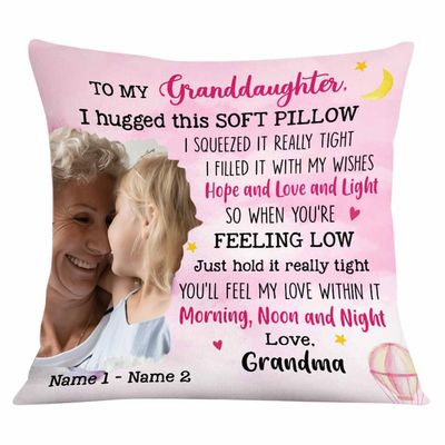 NAZENTI Personalized Granddaughter Pillow, Custom Photo Daughter Pillow, 14 Inch Square Throw Pillow, Polyester Fill, Pink, Solid Color, Christmas Theme, Plush, Indoor Use