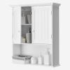 Byroce Bathroom Storage Cabinet Wall Mounted, Wooden Over The Toilet Space Saver with 2 Doors & Adjustable Shelf, Hanging Medicine Cabinets for Bathroom, Living Room, Kitchen (White) view 1