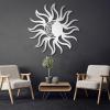 Metal Sun Wall Decor, Sun with Moon Inset Wall Art, Wacky Sun Metal Wall Art, Metal Sun and Moon Wall Art, Sun Line Art Wall Decor, Metal Wall Art Home Decor, Outdoor Decor (Silver, 23"x23"|60x60cm) view 1