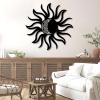 Metal Sun Wall Decor, Sun with Moon Inset Wall Art, Wacky Sun Metal Wall Art, Metal Sun and Moon Wall Art, Sun Line Art Wall Decor, Metal Wall Art Home Decor, Outdoor Decor (Silver, 23"x23"|60x60cm) view 4