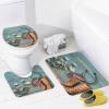 FBMLBRB Vintage Western Cowboy 4 Pcs Waterproof Shower Curtain Set,Rustic Old Wood Boards Farm Daisy Cowboy Boots Hat Horseshoe with Waterproof Toilet Cover Shower Mat Rugs view 3
