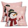 Kawani Let it Snow Christmas Pink Pillow Covers 20X20 Inch Xmas Snowman Snowflake Decorative Square Pillow Cases Set of 2 Winter Holiday Home Decor Cotton Linen Throw Pillows for Sofa Couch Outdoor view 1