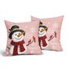 Kawani Let it Snow Christmas Pink Pillow Covers 20X20 Inch Xmas Snowman Snowflake Decorative Square Pillow Cases Set of 2 Winter Holiday Home Decor Cotton Linen Throw Pillows for Sofa Couch Outdoor view 2