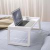 Laptop Bed Table, Plastics Portable Desk Stand, Serving Tray Dining Table Tray with Foldable Legs, Movable Bed Tray for Eating, Writing, Working on Bed/Couch/Sofa/Floor (Yellow) view 2