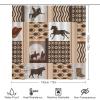 FBMLBRB Vintage Western Cowboy Plaid 4 Pieces Shower Curtain Set, Rustic Cowboy Hat Boots Bull Horse Sunset Print Non-Slip Rugs Toilet Lid Cover Bath Mat and Bathroom Curtain view 2