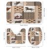 FBMLBRB Vintage Western Cowboy Plaid 4 Pieces Shower Curtain Set, Rustic Cowboy Hat Boots Bull Horse Sunset Print Non-Slip Rugs Toilet Lid Cover Bath Mat and Bathroom Curtain view 3