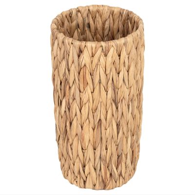 StorageWorks Wicker Waste Basket, Small Trash Can for Bathroom, Water Hyacinth Trash Basket for Office, Wicker Garbage Can for Bedroom, Round, 1 Pack
