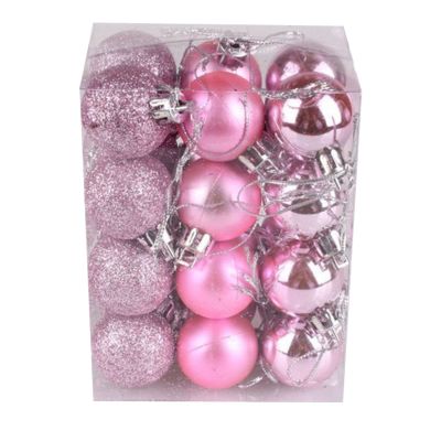 72Pcs Glitter Christmas Balls Ornaments, 1.2in Christmas Balls Hanging Decorative Mini Christmas Tree Hanging Ornaments, Shatterproof Christmas Tree Pendant for Home Christmas Tree Wreath Decor(Pink)