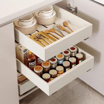 Under Sink Organizers And Storage, Sliding Drawer Storage Pull-Out Home Organizers Heavy Duty Slide Out Pantry Shelves (Color : White, Size : 30x43x7cm)