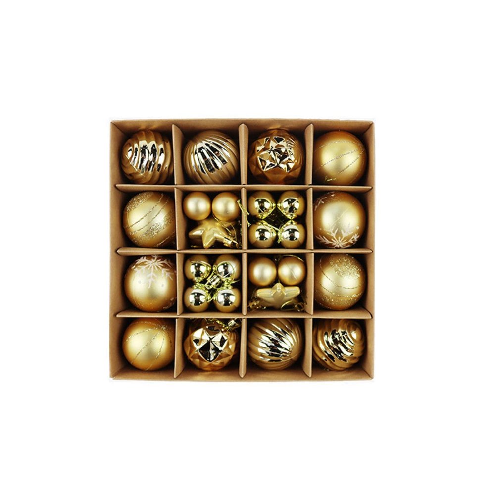 6cm Painted Box, Christmas Ball Set Christmas Tree Decoration Plastic Ball Hanging Golden
