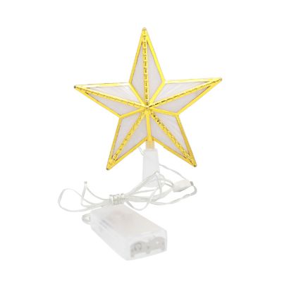 LSFYYDS Christmas Tree Topper, 6 inch Glitter Star Tree Topper, Five Pointed Star Treetop, Star Christmas Tree Toppers Lighted, for Christmas Tree Ornament Party Home Decor(Yellow)