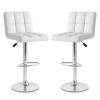 GOFLAME Bar Stools Set of 2, PU Leather Bar Chairs with Adjustable Height, 360 Swivel Seat, Footrest & Anti-Slip Metal Base, Armless Counter Height Barstools for Kitchen Island, Bistro, Pub, White view 1