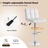 GOFLAME Bar Stools Set of 2, PU Leather Bar Chairs with Adjustable Height, 360 Swivel Seat, Footrest & Anti-Slip Metal Base, Armless Counter Height Barstools for Kitchen Island, Bistro, Pub, White view 4